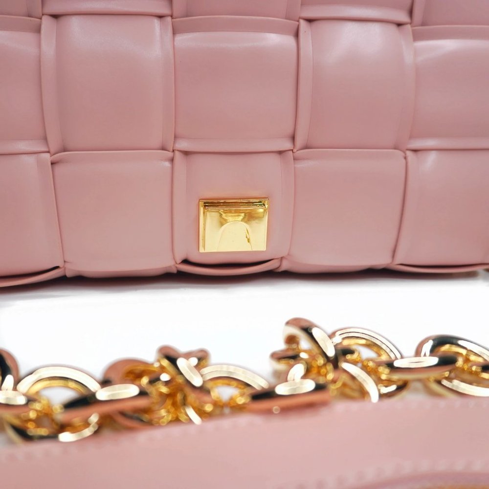 Bubblegum Pink Padded Crossbody Chain Bag - Picture 6 of 6